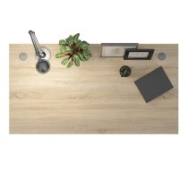 Prax 150cm Computer Desk In Oak With Silver Grey Legs