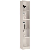 Xeka Tall Narrow 4 Shelves Bookcase In Pearl White