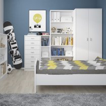 Xeka Tall Narrow 4 Shelves Bookcase In Pearl White