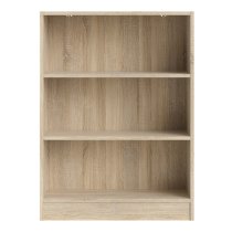 Baskon Wooden Low Wide 2 Shelves Bookcase In Oak