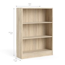 Baskon Wooden Low Wide 2 Shelves Bookcase In Oak