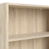 Baskon Wooden Low Wide 2 Shelves Bookcase In Oak