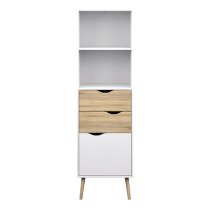 Oklo 1 Door 2 Drawers Bookcase In White And Oak