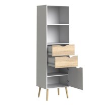 Oklo 1 Door 2 Drawers Bookcase In White And Oak