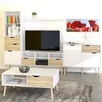 Oklo 1 Door 2 Drawers Bookcase In White And Oak