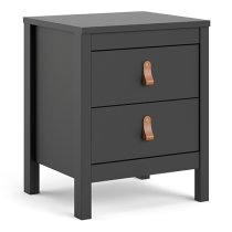 Barcila 2 Drawers Bedside Table In Matt Black