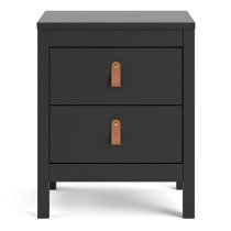 Barcila 2 Drawers Bedside Table In Matt Black