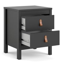 Barcila 2 Drawers Bedside Table In Matt Black