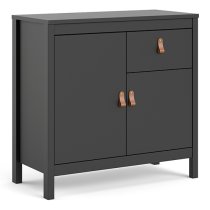 Barcila 2 Doors 1 Drawer Wooden Sideboard In Matt Black