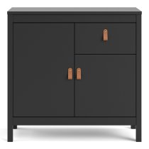 Barcila 2 Doors 1 Drawer Wooden Sideboard In Matt Black