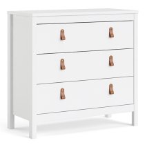 Barcila Chest Of Drawers In White With 3 Drawers