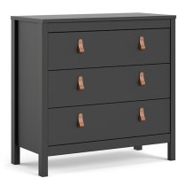 Barcila Chest Of Drawers In Matt Black With 3 Drawers