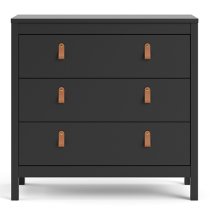 Barcila Chest Of Drawers In Matt Black With 3 Drawers