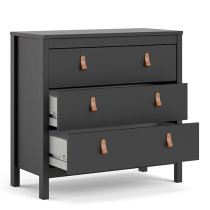 Barcila Chest Of Drawers In Matt Black With 3 Drawers