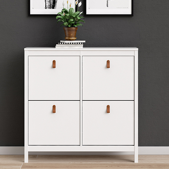 Barcila 4 Compartments Shoe Storage Cabinet In White