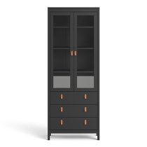 Barcila 2 Doors 3 Drawers Display Cabinet In Matt Black