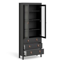 Barcila 2 Doors 3 Drawers Display Cabinet In Matt Black