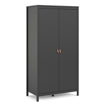 Barcila 2 Doors Wooden Wardrobe In Matt Black