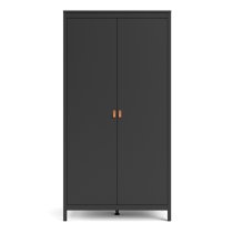 Barcila 2 Doors Wooden Wardrobe In Matt Black