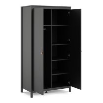 Barcila 2 Doors Wooden Wardrobe In Matt Black