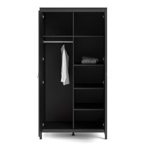 Barcila 2 Doors Wooden Wardrobe In Matt Black