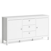 Macron Wooden Sideboard In White With 2 Doors And 3 Drawers