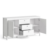 Macron Wooden Sideboard In White With 2 Doors And 3 Drawers