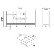 Macron Wooden Sideboard In White With 2 Doors And 3 Drawers