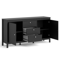 Macron Wooden Sideboard In Matt Black With 2 Doors And 3 Drawers