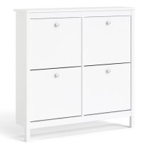 Macron Wooden Shoe Cabinet In White With 4 Compartments