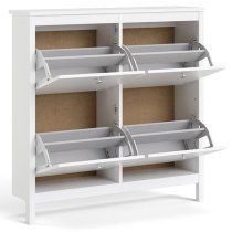 Macron Wooden Shoe Cabinet In White With 4 Compartments