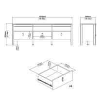 Macron Wooden TV Stand In Matt Black With 3 Drawers