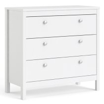 Macron Wooden Chest Of Drawers In White With 3 Drawers