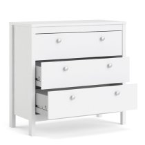 Macron Wooden Chest Of Drawers In White With 3 Drawers