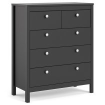 Macron Wooden Chest Of Drawers In Matt Black With 5 Drawers