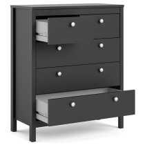 Macron Wooden Chest Of Drawers In Matt Black With 5 Drawers