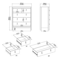 Macron Wooden Chest Of Drawers In Matt Black With 5 Drawers