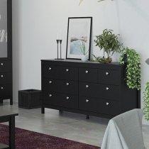 Macron Wooden Chest Of Drawers In Matt Black With 8 Drawers