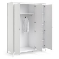 Macron Wooden Triple Door Wardrobe In White