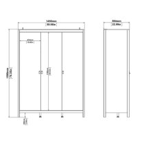 Macron Wooden Triple Door Wardrobe In White