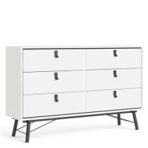 Rynok Wide Chest Of Drawers In Matt White With 6 Drawers