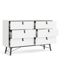 Rynok Wide Chest Of Drawers In Matt White With 6 Drawers