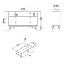 Rynok Wide Chest Of Drawers In Matt White With 6 Drawers