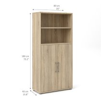 Prax 2 Doors 4 Shelves Office Storage Cabinet In Oak