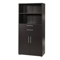 Prax Tall 2 Doors 2 Drawers Office Storage Cabinet In Black