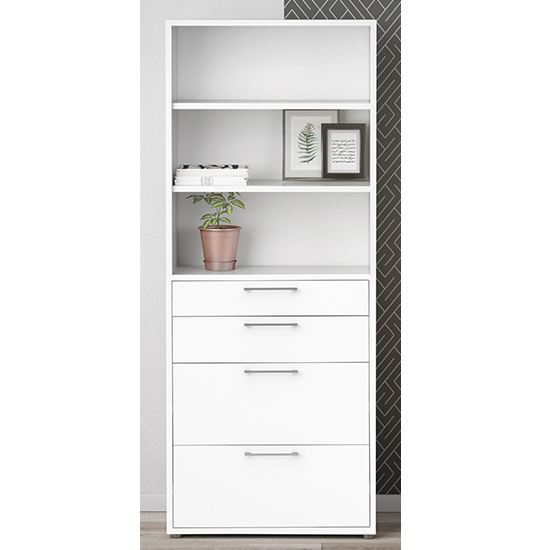 Prax 5 Shelves 2 Drawers Office Storage Cabinet In White