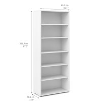 Prax 5 Shelves Home And Office Bookcase In White