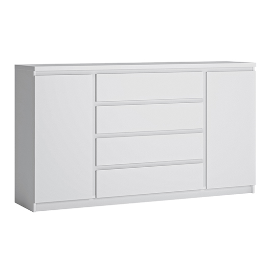 Felton 2 Doors 4 Drawers Wide Wooden Sideboard In Alpine White