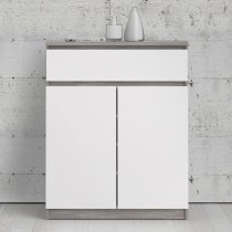 Nakou 2 Door 1 Drawer Sideboard In Concrete And White High Gloss