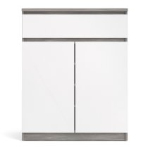 Nakou 2 Door 1 Drawer Sideboard In Concrete And White High Gloss